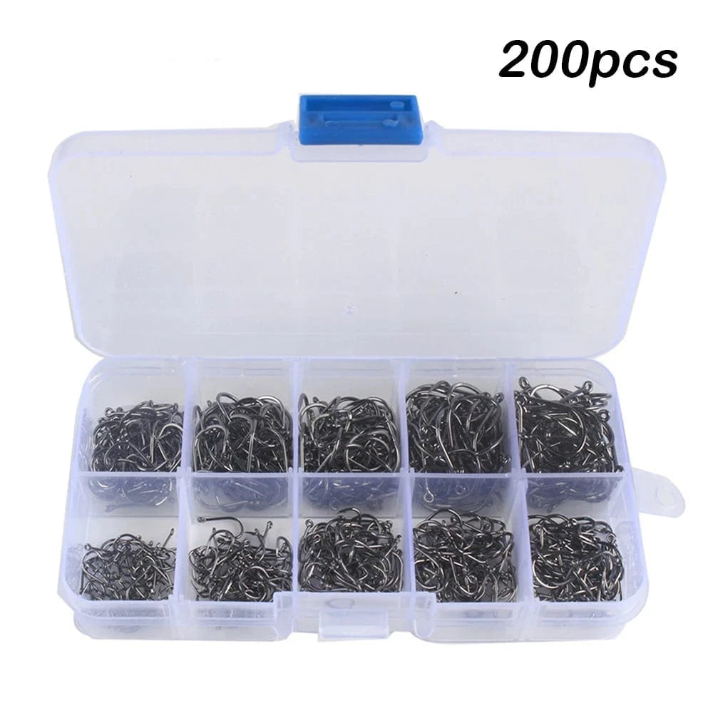 China Action Fishing Nets 200pcs Fishing Hooks 100-1000 Pieces of Fish Hook Box Set Saltwater Fresh Water High Carbon Steel Fish Hook Accessories Fishing Gear