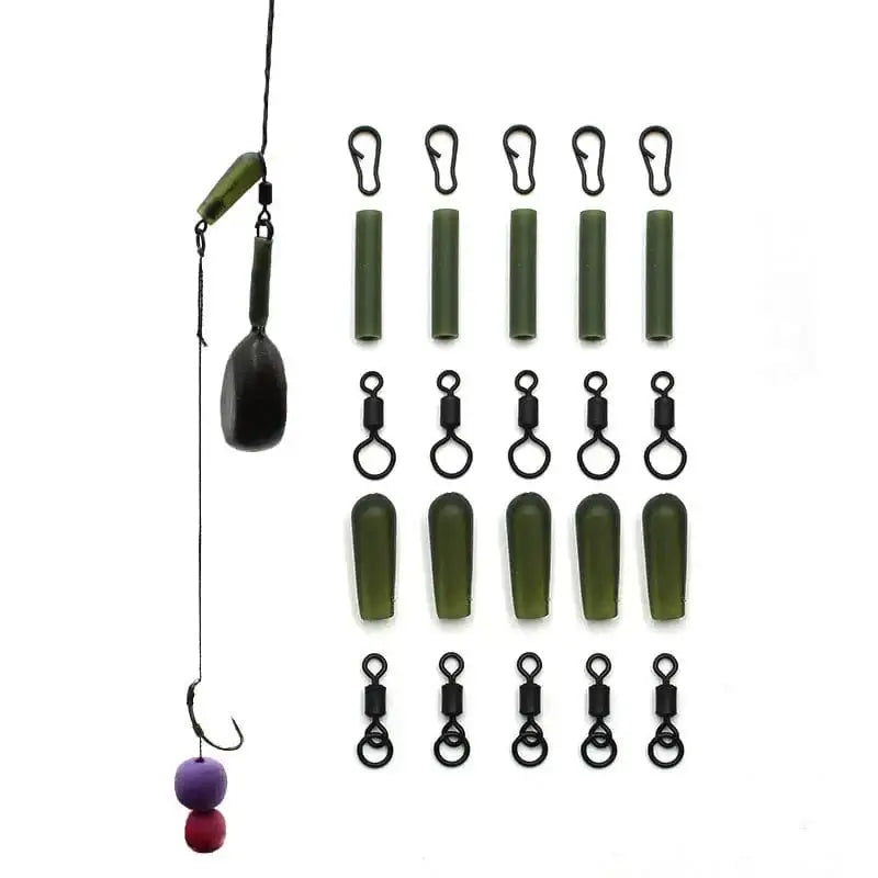 China Action Fishing Nets 5 Set Running Rig Kit For Carp Fishing Accessories Anti Tangle Sleeves Quick Change Swivel Hair Rigs Carp Feeder Fishing Tackle