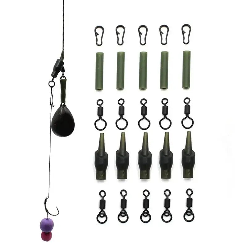 China Action Fishing Nets 5 Set Running Rig Kit For Carp Fishing Accessories Anti Tangle Sleeves Quick Change Swivel Hair Rigs Carp Feeder Fishing Tackle