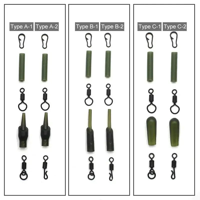 China Action Fishing Nets 5 Set Running Rig Kit For Carp Fishing Accessories Anti Tangle Sleeves Quick Change Swivel Hair Rigs Carp Feeder Fishing Tackle