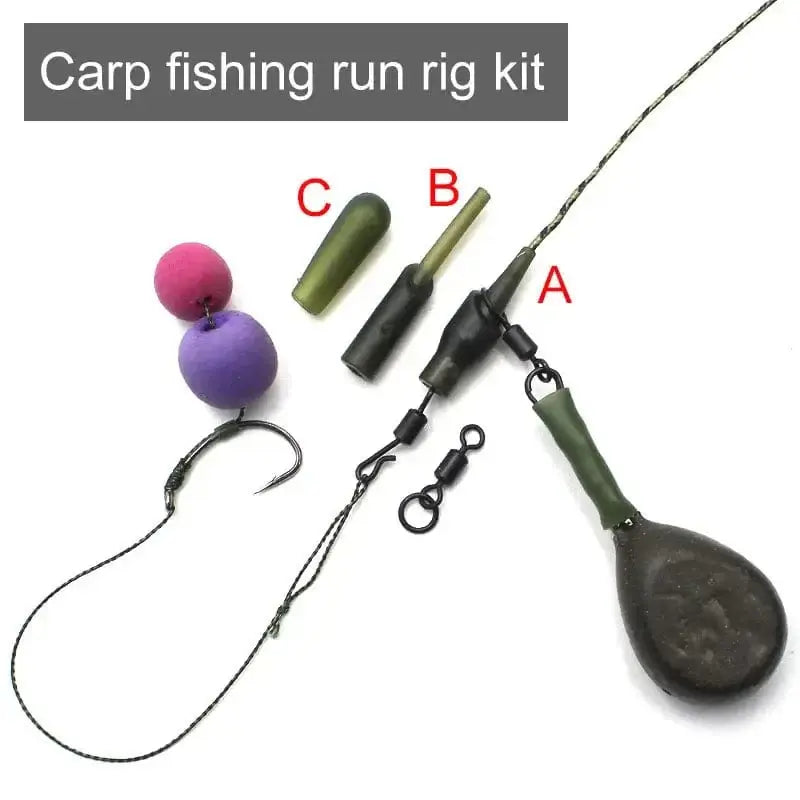 China Action Fishing Nets 5 Set Running Rig Kit For Carp Fishing Accessories Anti Tangle Sleeves Quick Change Swivel Hair Rigs Carp Feeder Fishing Tackle