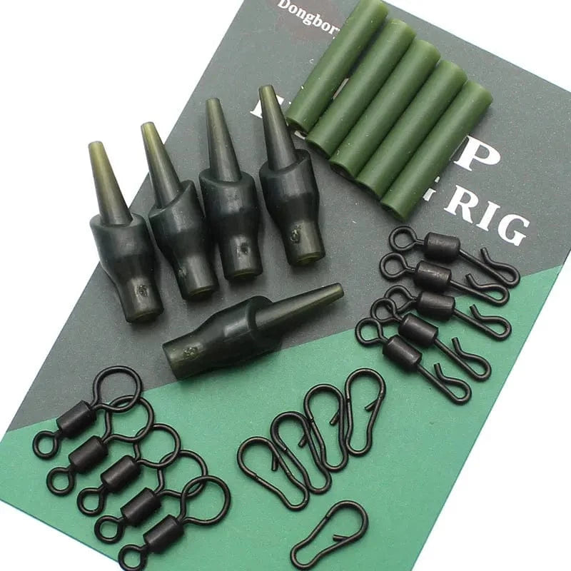 China Action Fishing Nets 5 Set Running Rig Kit For Carp Fishing Accessories Anti Tangle Sleeves Quick Change Swivel Hair Rigs Carp Feeder Fishing Tackle