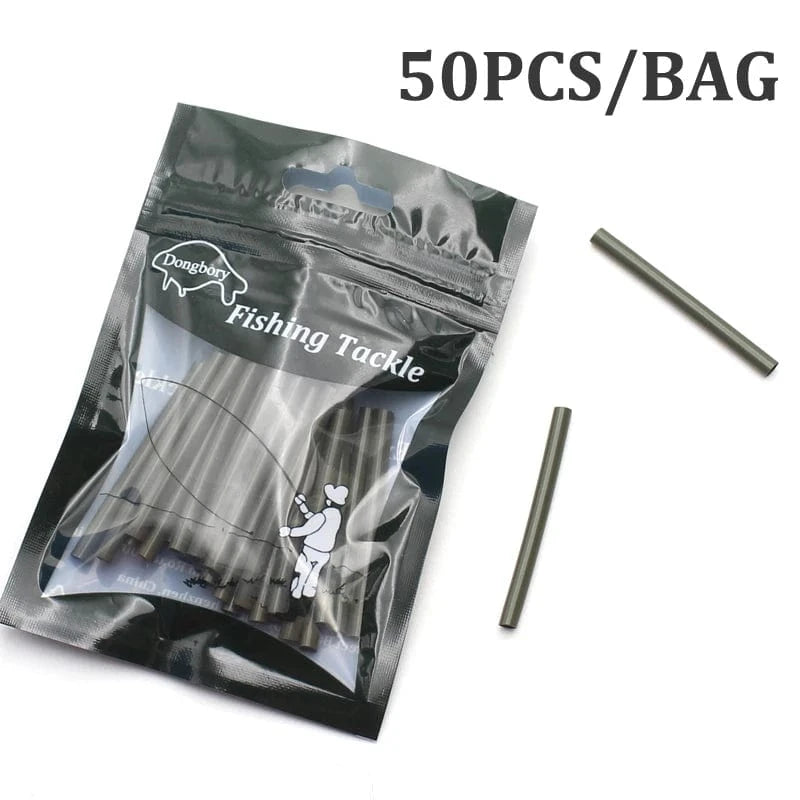 China Action Fishing Nets 50PCS Carp Fishing Accessories Fishing Hook Line Sleeves Heat Shrink Tubes For Carp Ronnie Spinner Rigs Fishing Tackle Equipment