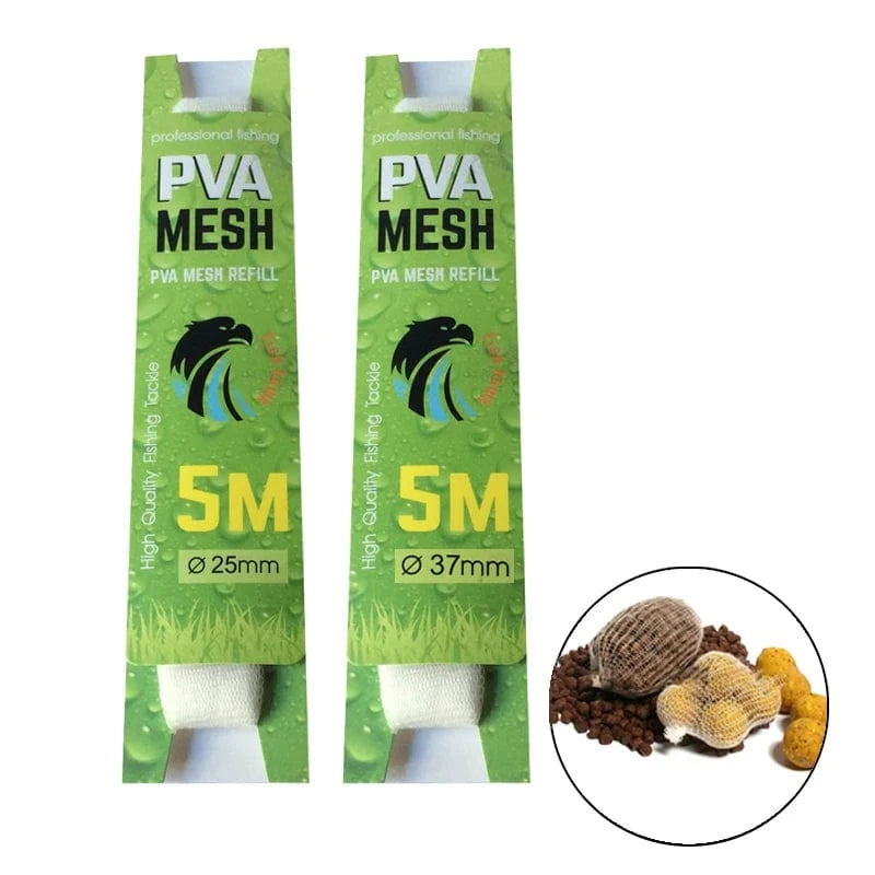 China Action Fishing Nets 5M PVA Mesh Water-soluble Fishing Nest 18/25/37/44MM Environmental Carp Fishing Feeder European Fishing Accessories