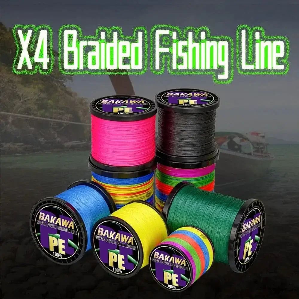 China Action Fishing Nets BAKAWA X4 Strands Abrasion Resistant Braided Fishing Line PE Super Strong Carp Multifilament Fishing Accessories For 300M