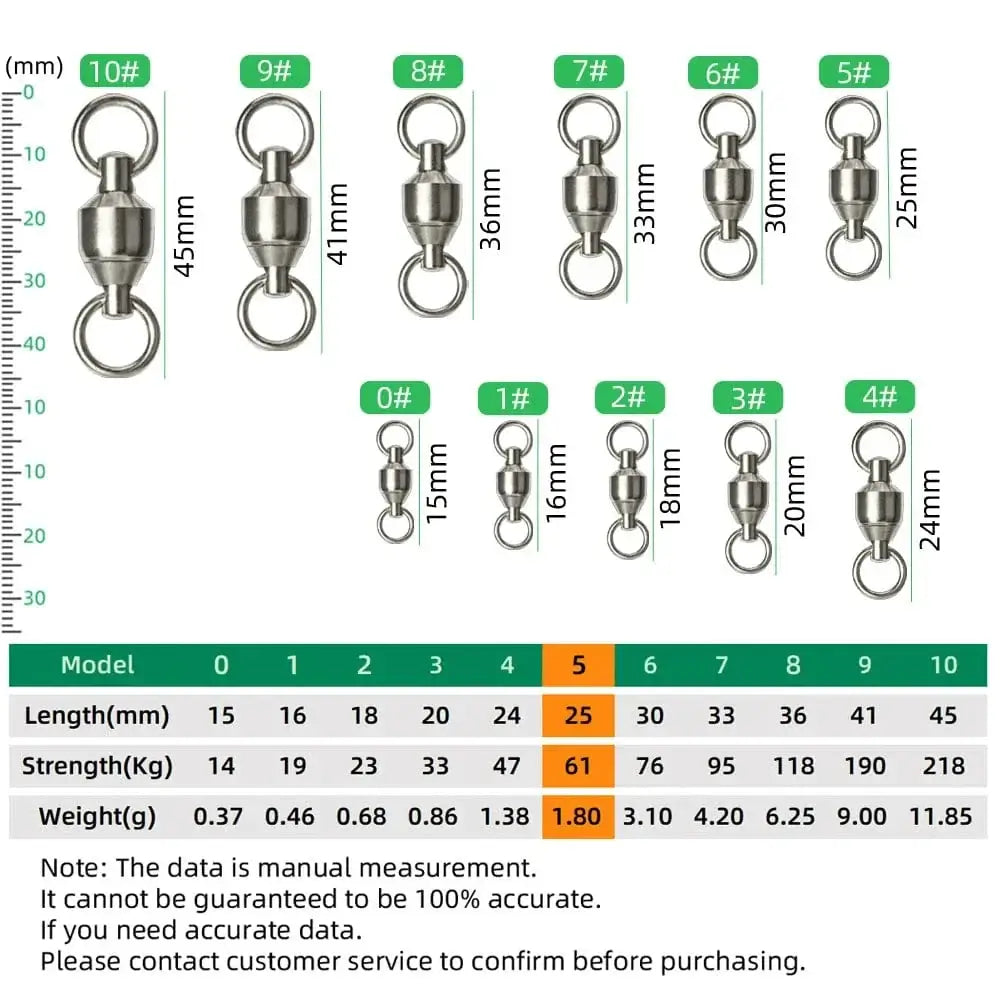 China Action Fishing Nets DNDYUJU 10 To 20pcs Stainless Steel Bearing Fishing Swivels Barrel Rolling Swivels Connector Fishing Accessories Tools Tackle