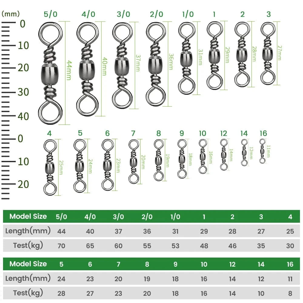 China Action Fishing Nets DNDYUJU 100pcs Fishing Connector  Barrel Swivel Carbon Steel Sea Hooks Connector for Sea Fishing Luer Connector Accessories