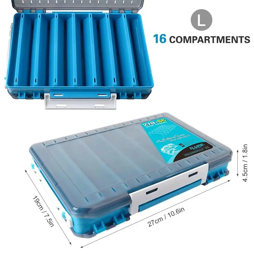 China Action Fishing Nets Double Sided Fishing Box Fishing Accessories Lures Hooks Storage Box Fishing Tackle Organizer Box Compartments Bait Lure Hook St