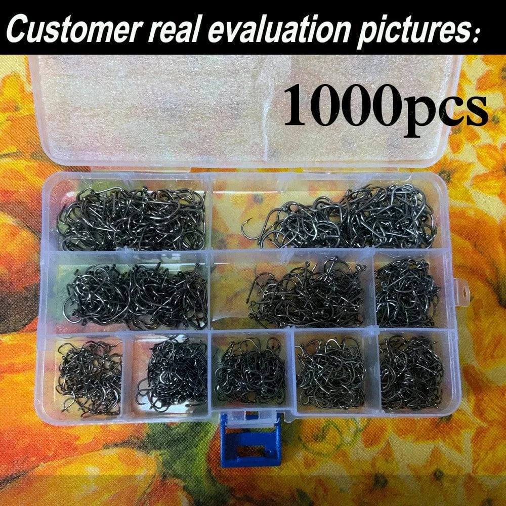 China Action Fishing Nets Fishing Hooks 100-1000 Pieces of Fish Hook Box Set Saltwater Fresh Water High Carbon Steel Fish Hook Accessories Fishing Gear