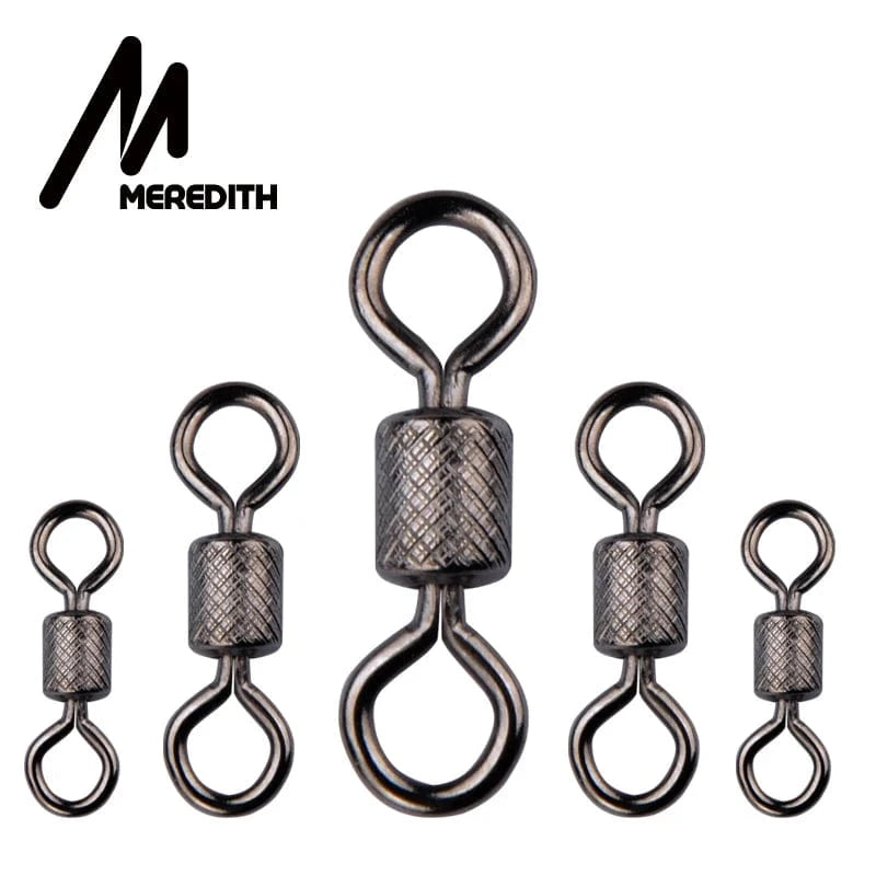China Action Fishing Nets Meredith 50PCS/Lot Fishing Swivels Ball Bearing Swivel with Safety Snap Solid Rings Rolling Swivel for Carp Fishing Accessories