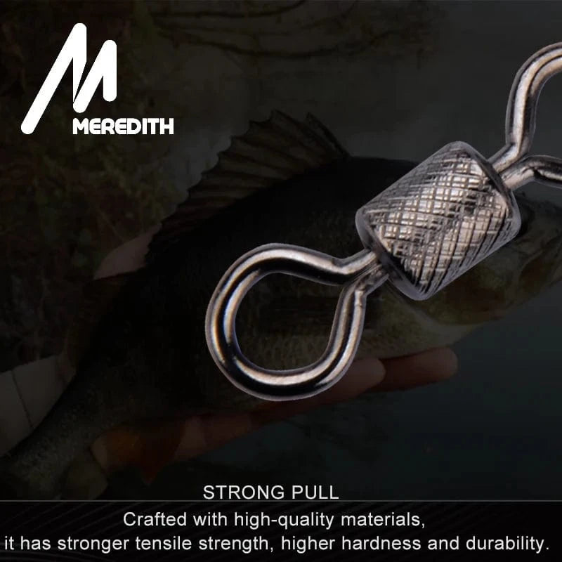China Action Fishing Nets Meredith 50PCS/Lot Fishing Swivels Ball Bearing Swivel with Safety Snap Solid Rings Rolling Swivel for Carp Fishing Accessories