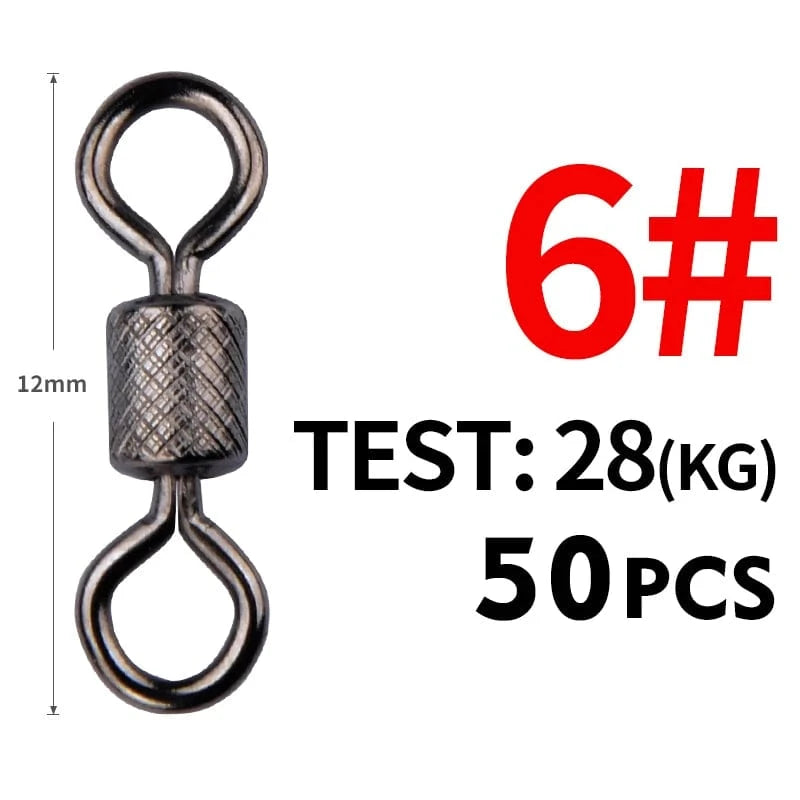 China Action Fishing Nets Meredith 50PCS/Lot Fishing Swivels Ball Bearing Swivel with Safety Snap Solid Rings Rolling Swivel for Carp Fishing Accessories