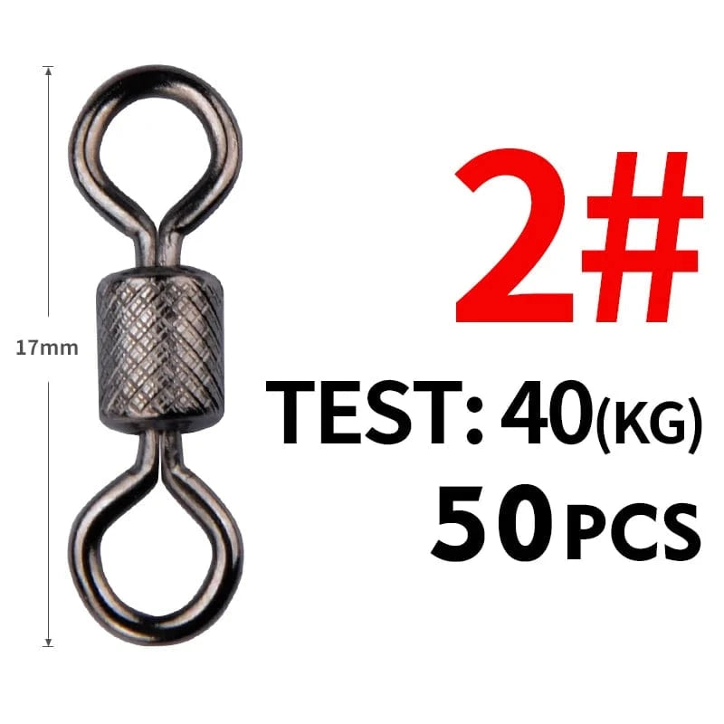 China Action Fishing Nets Meredith 50PCS/Lot Fishing Swivels Ball Bearing Swivel with Safety Snap Solid Rings Rolling Swivel for Carp Fishing Accessories