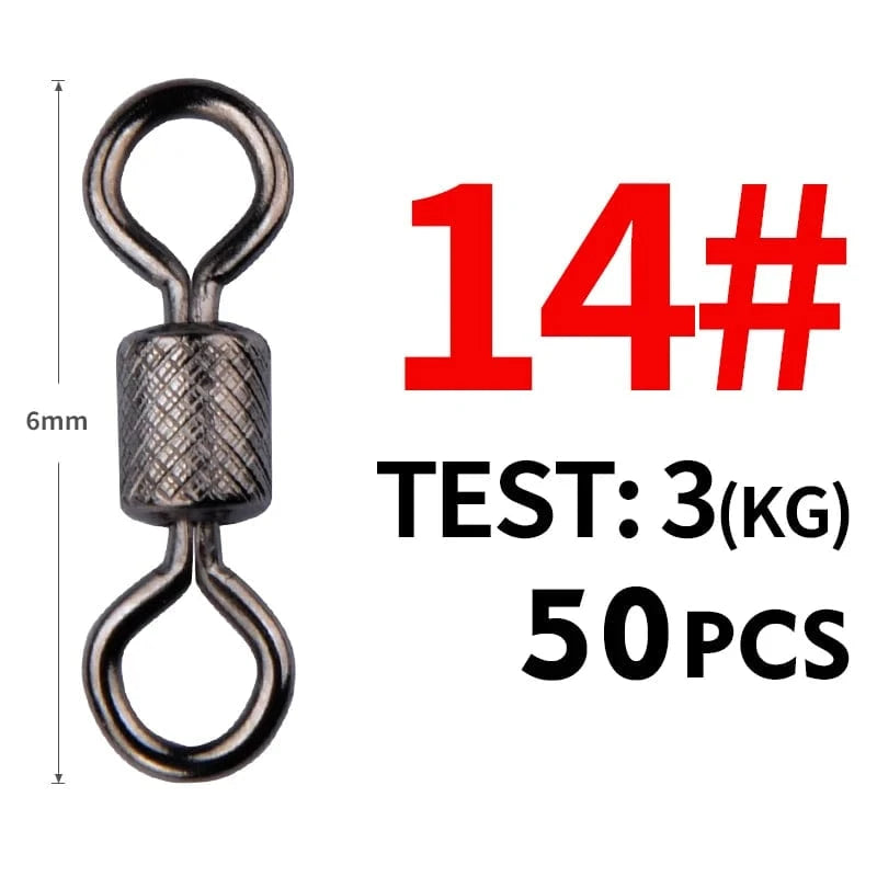 China Action Fishing Nets Meredith 50PCS/Lot Fishing Swivels Ball Bearing Swivel with Safety Snap Solid Rings Rolling Swivel for Carp Fishing Accessories