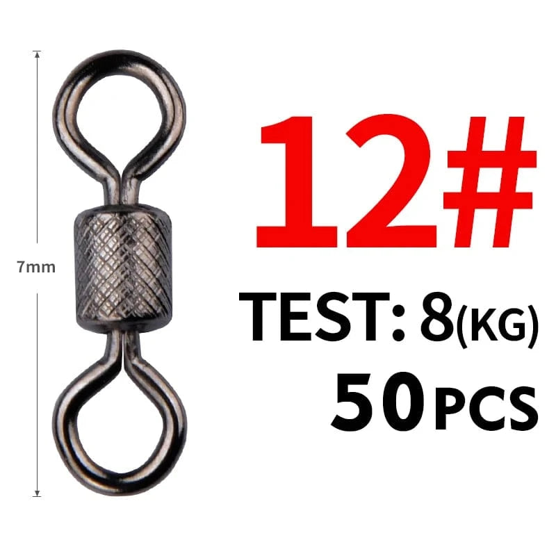 China Action Fishing Nets Meredith 50PCS/Lot Fishing Swivels Ball Bearing Swivel with Safety Snap Solid Rings Rolling Swivel for Carp Fishing Accessories