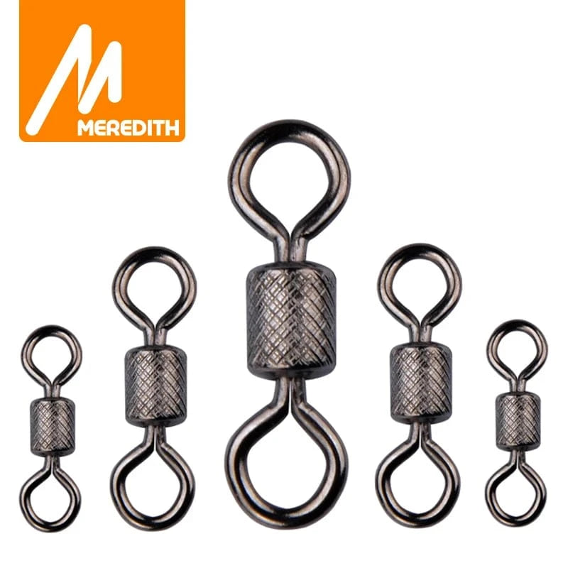 China Action Fishing Nets Meredith 50PCS/Lot Fishing Swivels Ball Bearing Swivel with Safety Snap Solid Rings Rolling Swivel for Carp Fishing Accessories