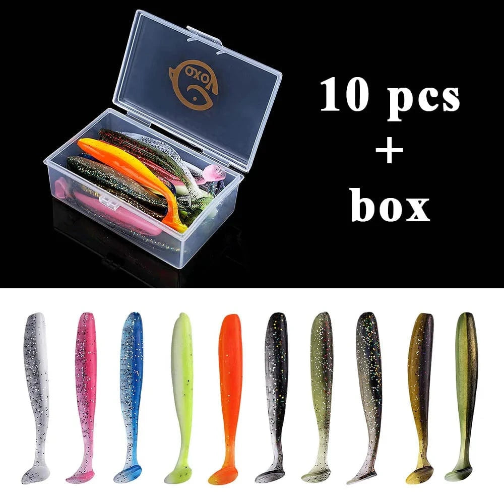 China Action Fishing Nets QXO Fishing Soft Lure Worm With Box Silicone Bait Accessories Swimbait Streamer Sea Fishing Spoon Lure 7cm 10cm Wobbler Set