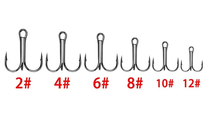 China Action Fishing Nets Shawto 50 PCS/Lot Black High Carbon Treble Hooks Super Sharp Solid Size 2#-12# Triple Barbed Steel Fish Hook Fishing Accessories