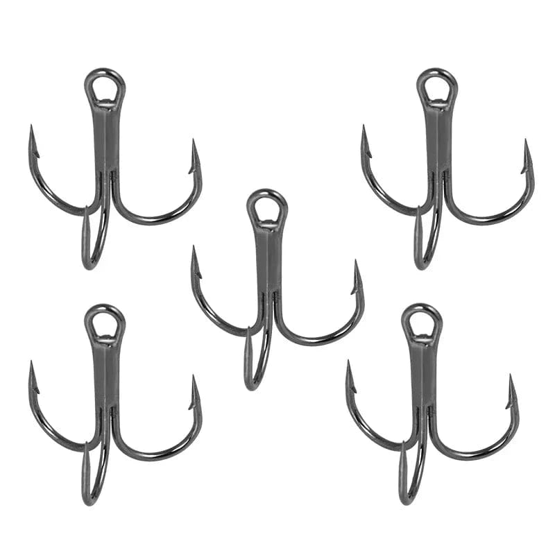 China Action Fishing Nets Shawto 50 PCS/Lot Black High Carbon Treble Hooks Super Sharp Solid Size 2#-12# Triple Barbed Steel Fish Hook Fishing Accessories