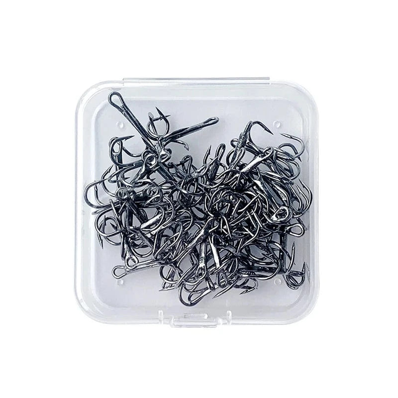 China Action Fishing Nets Shawto 50 PCS/Lot Black High Carbon Treble Hooks Super Sharp Solid Size 2#-12# Triple Barbed Steel Fish Hook Fishing Accessories