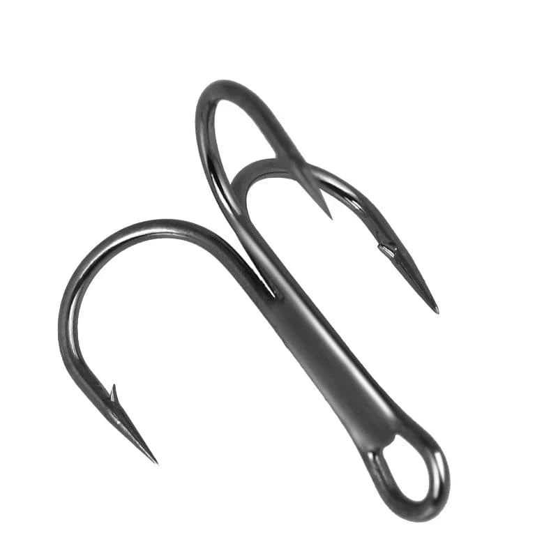 China Action Fishing Nets Shawto 50 PCS/Lot Black High Carbon Treble Hooks Super Sharp Solid Size 2#-12# Triple Barbed Steel Fish Hook Fishing Accessories