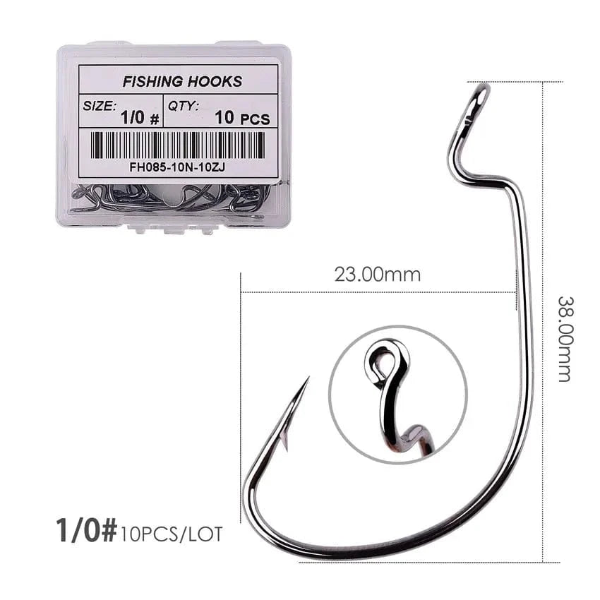 China Action Fishing Nets Size 1 0 - black 10pcs/ Box Fishing hook Offset 8# - 5/0# crank hook for soft worm bait fishhook crankbait fishing tackle accessories pesca hooks