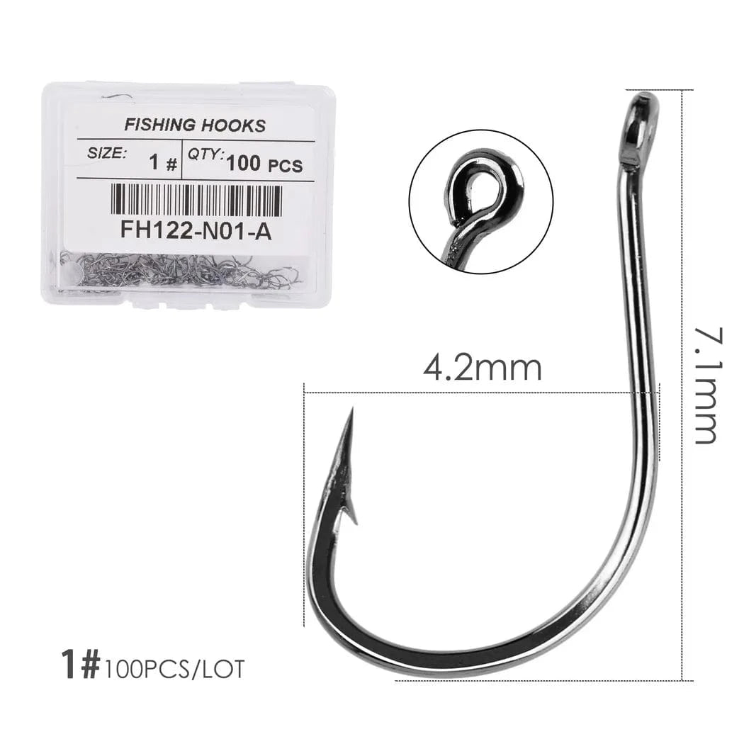 China Action Fishing Nets Size 1 100pcs 100PCS/Box Fishing Hook Jig Head Fishing Hooks Freshwater Fishhook  Carpfishing Pond Carpe Fish Tackle Accessories