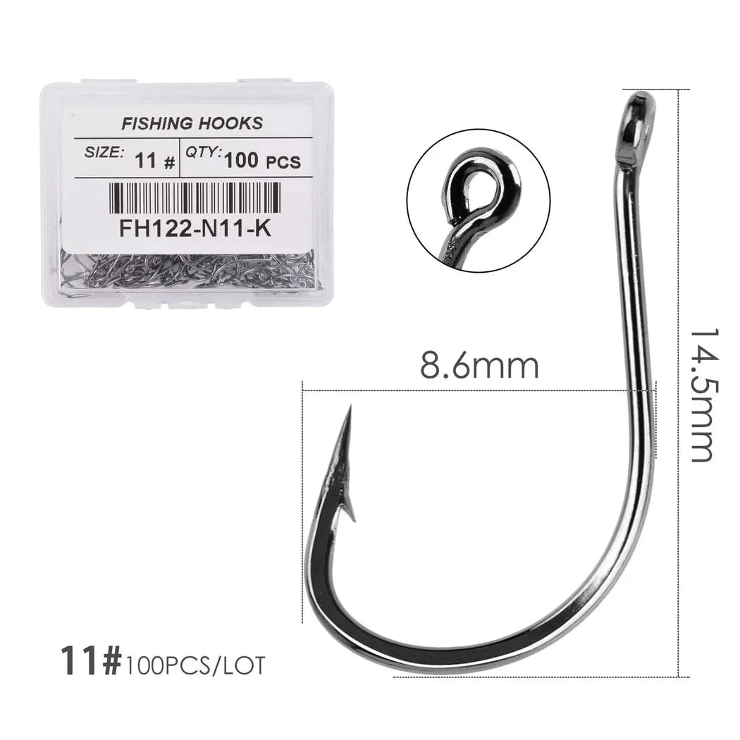 China Action Fishing Nets Size 11 100pcs 100PCS/Box Fishing Hook Jig Head Fishing Hooks Freshwater Fishhook  Carpfishing Pond Carpe Fish Tackle Accessories