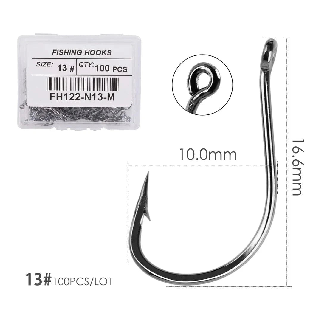 China Action Fishing Nets Size 13 100pcs 100PCS/Box Fishing Hook Jig Head Fishing Hooks Freshwater Fishhook  Carpfishing Pond Carpe Fish Tackle Accessories