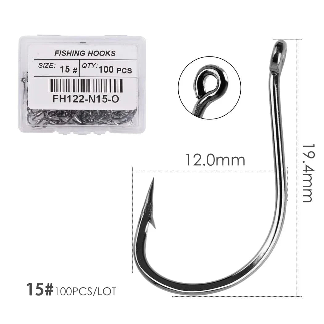 China Action Fishing Nets Size 15 100pcs 100PCS/Box Fishing Hook Jig Head Fishing Hooks Freshwater Fishhook  Carpfishing Pond Carpe Fish Tackle Accessories