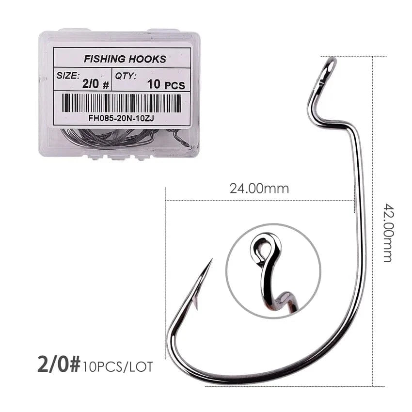 China Action Fishing Nets Size 2 0 - black 10pcs/ Box Fishing hook Offset 8# - 5/0# crank hook for soft worm bait fishhook crankbait fishing tackle accessories pesca hooks