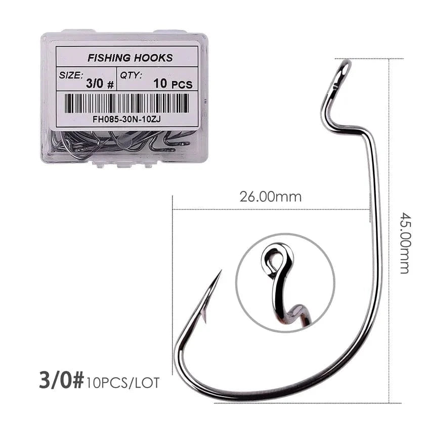 China Action Fishing Nets Size 3 0 - black 10pcs/ Box Fishing hook Offset 8# - 5/0# crank hook for soft worm bait fishhook crankbait fishing tackle accessories pesca hooks