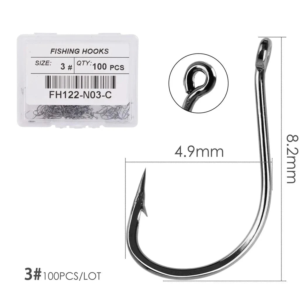 China Action Fishing Nets Size 3 100pcs 100PCS/Box Fishing Hook Jig Head Fishing Hooks Freshwater Fishhook  Carpfishing Pond Carpe Fish Tackle Accessories