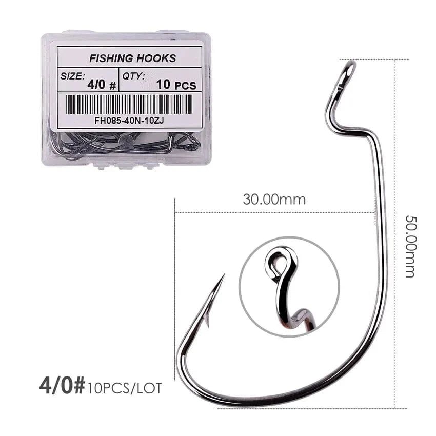 China Action Fishing Nets Size 4 0 - black 10pcs/ Box Fishing hook Offset 8# - 5/0# crank hook for soft worm bait fishhook crankbait fishing tackle accessories pesca hooks