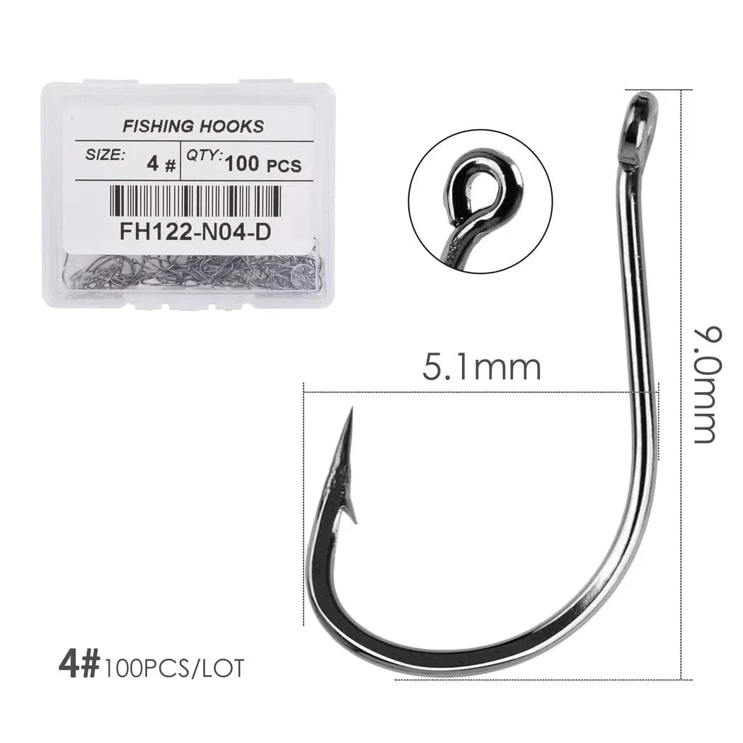 China Action Fishing Nets Size 4 100pcs 100PCS/Box Fishing Hook Jig Head Fishing Hooks Freshwater Fishhook  Carpfishing Pond Carpe Fish Tackle Accessories