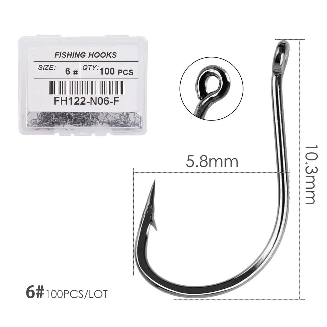 China Action Fishing Nets Size 6 100pcs 100PCS/Box Fishing Hook Jig Head Fishing Hooks Freshwater Fishhook  Carpfishing Pond Carpe Fish Tackle Accessories