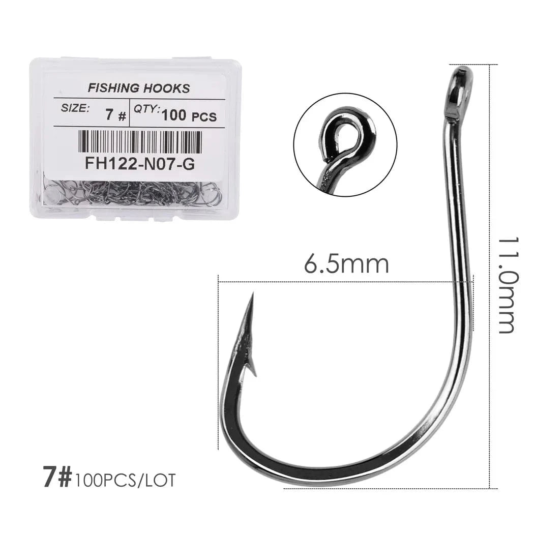 China Action Fishing Nets Size 7 100pcs 100PCS/Box Fishing Hook Jig Head Fishing Hooks Freshwater Fishhook  Carpfishing Pond Carpe Fish Tackle Accessories