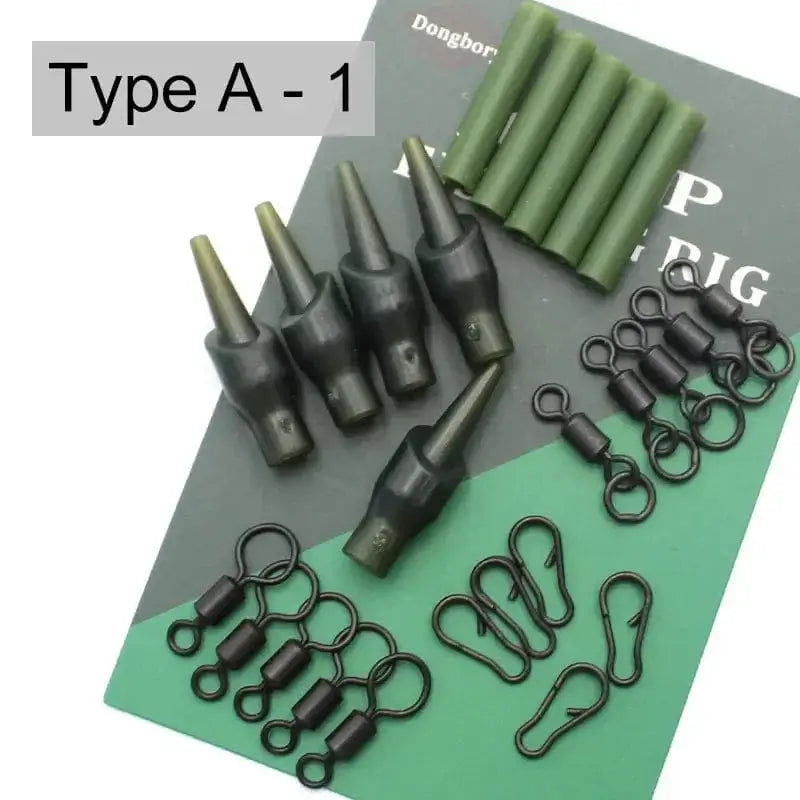 China Action Fishing Nets Type A-1 5 Set Running Rig Kit For Carp Fishing Accessories Anti Tangle Sleeves Quick Change Swivel Hair Rigs Carp Feeder Fishing Tackle