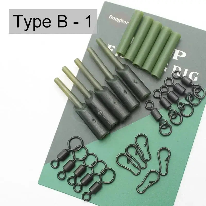 China Action Fishing Nets Type B-1 5 Set Running Rig Kit For Carp Fishing Accessories Anti Tangle Sleeves Quick Change Swivel Hair Rigs Carp Feeder Fishing Tackle