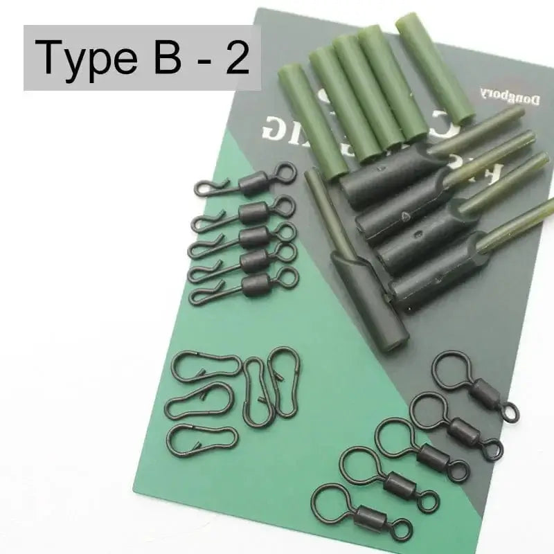 China Action Fishing Nets Type B-2 5 Set Running Rig Kit For Carp Fishing Accessories Anti Tangle Sleeves Quick Change Swivel Hair Rigs Carp Feeder Fishing Tackle