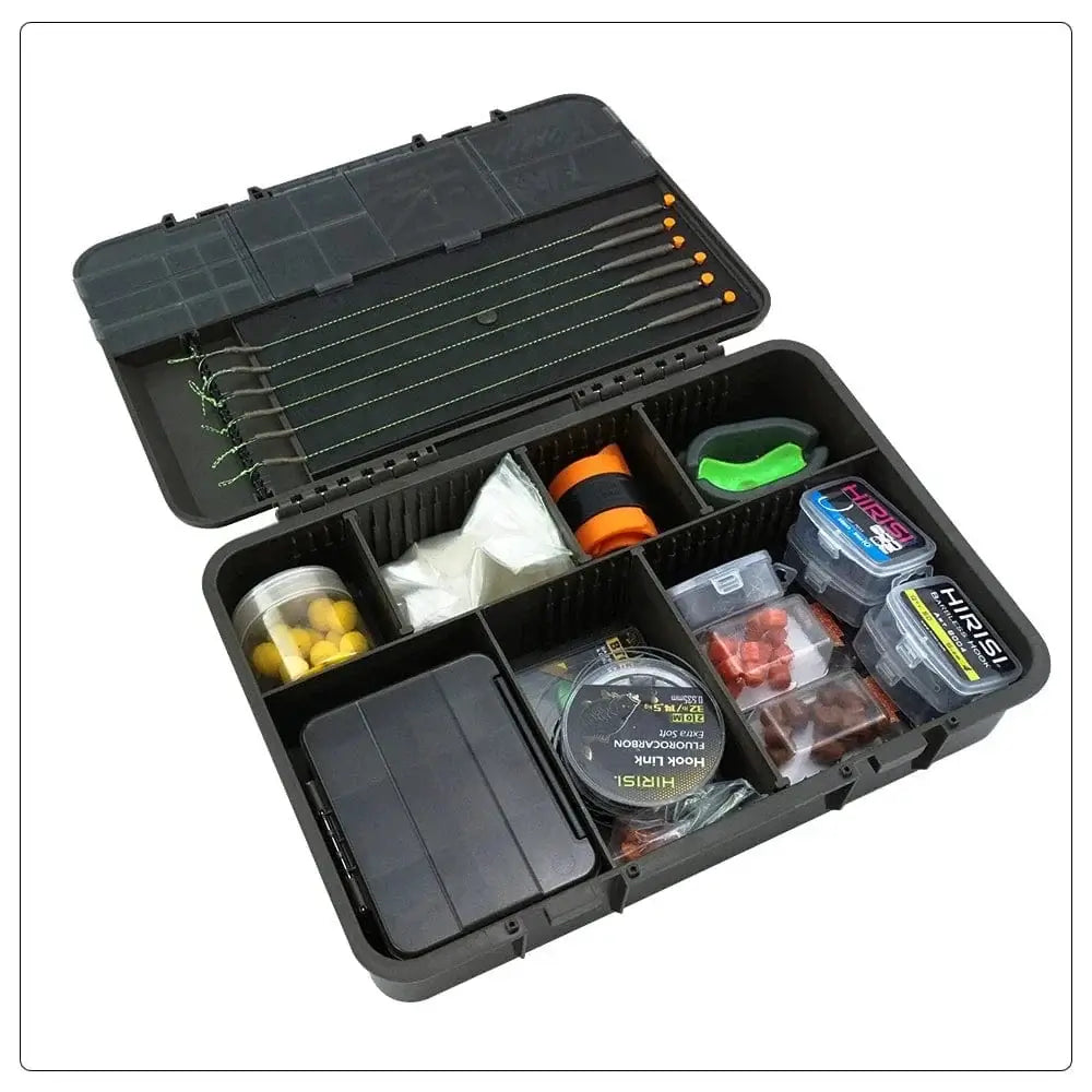 China Action Fishing Nets With 25pcs Rig Pins Hirisi Carp Fishing Box Portable Multipurpose Fishing Accessories Box Compartments Fishing Box Fishing Tackle W511