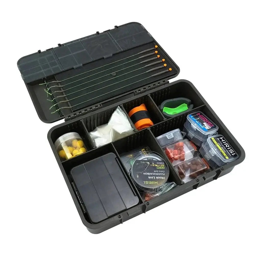 China Action Fishing Nets With 25pcs Rig Pins Hirisi Carp Fishing Box Portable Multipurpose Fishing Accessories Box Compartments Fishing Box Fishing Tackle W511