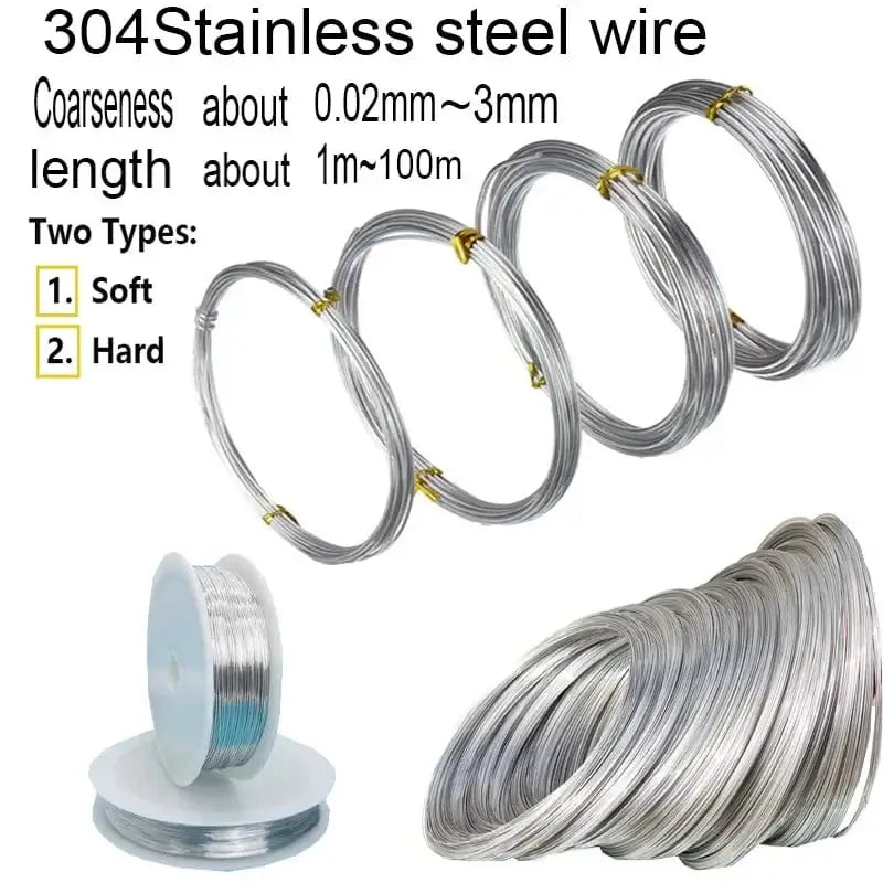 China China 0.08mm X 100M / Hard Steel Wire 1M~100M stainless steel wire, 304 stainless steel soft and hard steel wire, anti-rust steel wire, 0.02~3mm diameter steel wire