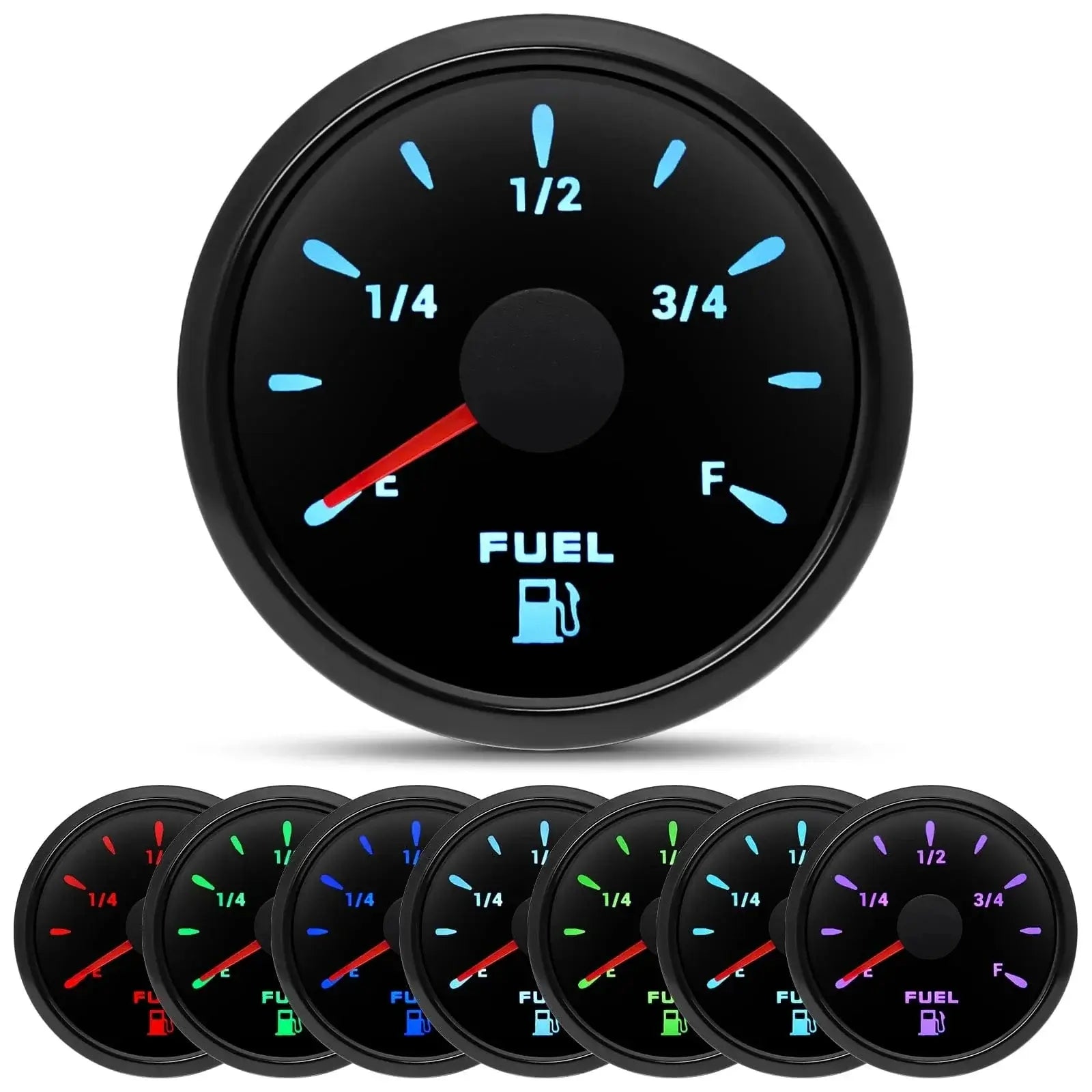 China China 0-190Ω Fuel Float Sensor + Fuel Level Gauge(Option) 7 Color Backlight Fuel Tank Level Gauge With Alarm Light For Marine Car RVS