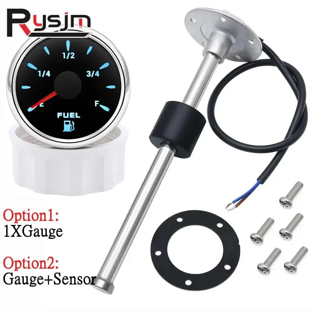 China China 0-190Ω Fuel Float Sensor + Fuel Level Gauge(Option) 7 Color Backlight Fuel Tank Level Gauge With Alarm Light For Marine Car RVS