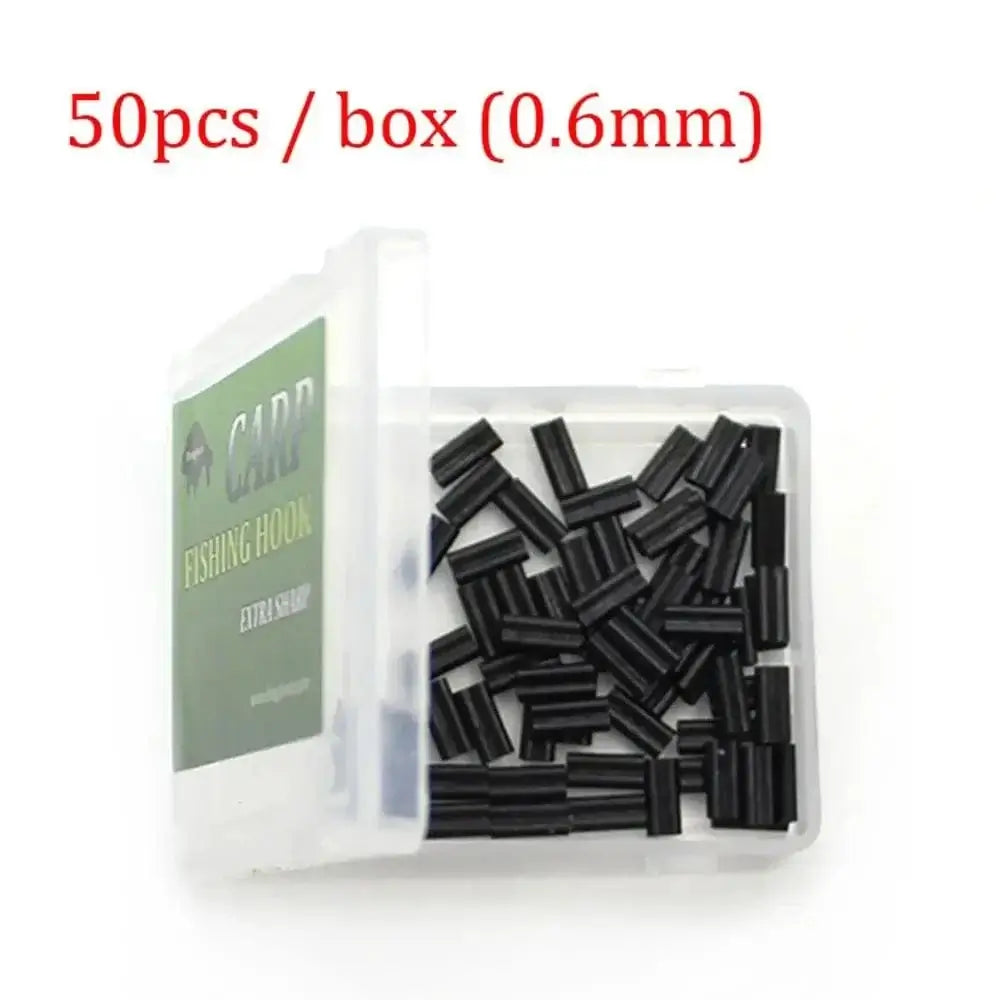China China 0.6mm 50pcs Portable Carbon tube 0.6mm 0.7mm Wire Crimp Connector Fishing Wire Tube Line Crimping Sleeves Double Aluminum Tube