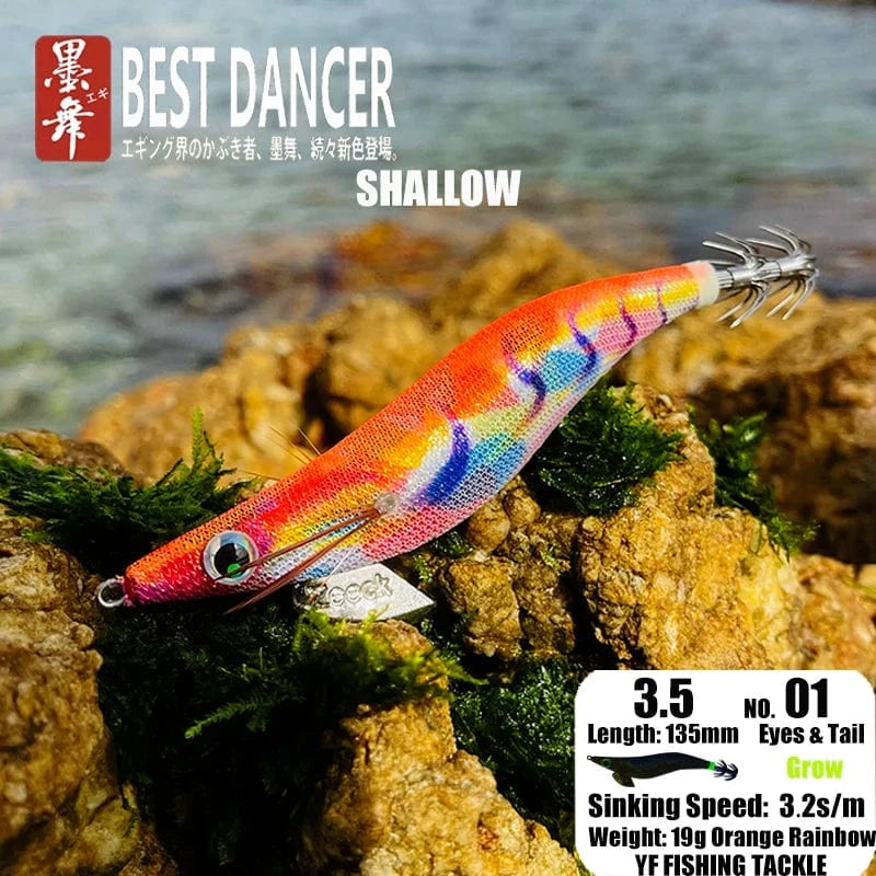 China China 01 19GRAM SHALLOW / 135mm / CHINA FUKUSHIMA 3.5 SQUID JIGS EGI LURE FISHING WOOD SHRIMP BAIT CUTTLEFISH OCTOPUS GLOW SOUND SHARP HOOKS  SILK SKIN 19GRAMS SHALLOW