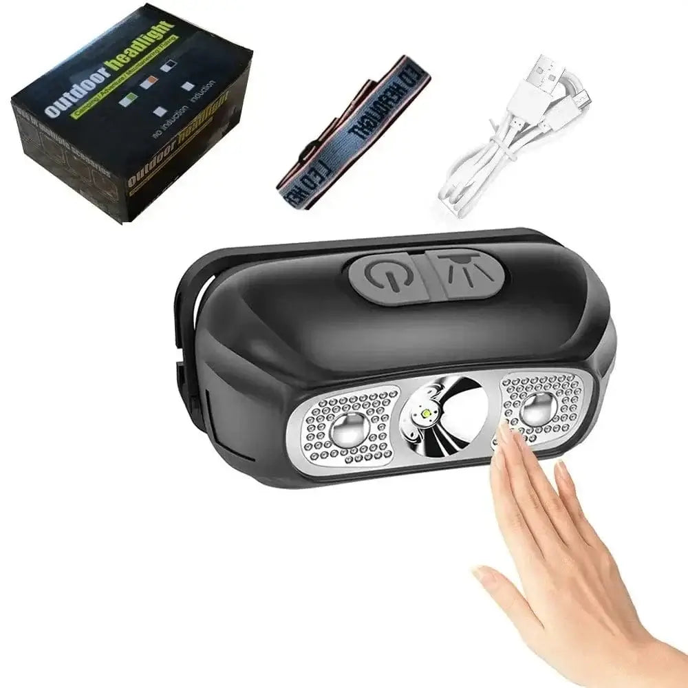 China China 0158 Black Mini Rechargeable Powerful Sensor Headlamp Fishing Camping USB Head Flashlight COB LED Head Light Torch Headlights Front Lantern