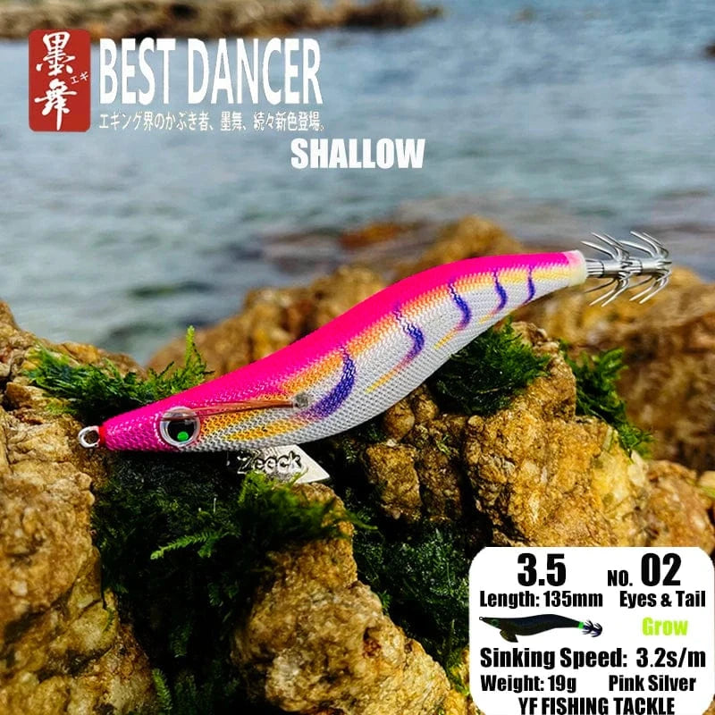 China China 02 19GRAM SHALLOW / 135mm / CHINA FUKUSHIMA 3.5 SQUID JIGS EGI LURE FISHING WOOD SHRIMP BAIT CUTTLEFISH OCTOPUS GLOW SOUND SHARP HOOKS  SILK SKIN 19GRAMS SHALLOW