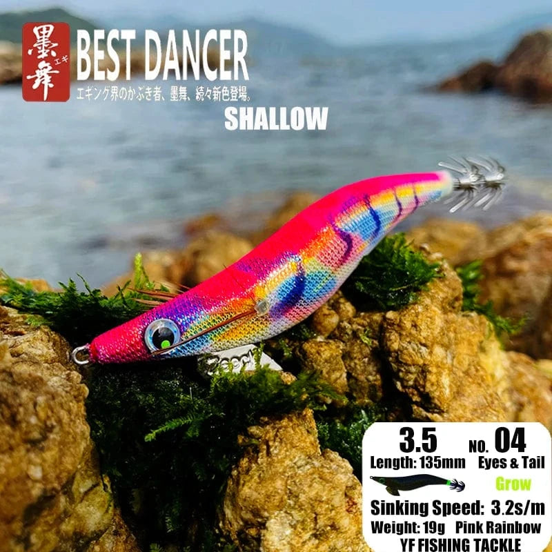 China China 04 19GRAM SHALLOW / 135mm / CHINA FUKUSHIMA 3.5 SQUID JIGS EGI LURE FISHING WOOD SHRIMP BAIT CUTTLEFISH OCTOPUS GLOW SOUND SHARP HOOKS  SILK SKIN 19GRAMS SHALLOW